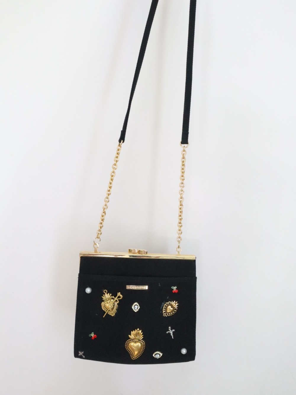 Liz Claiborne Black Embellished Shoulder Purse with Gold Accents - Picture 4 of 4